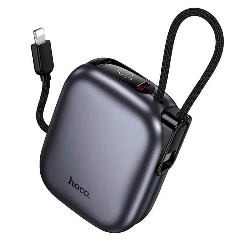 Зовнішній акумулятор HOCO Q49 Peak PD20W power bank with cable(10000mAh) metal gray (6942007666794)