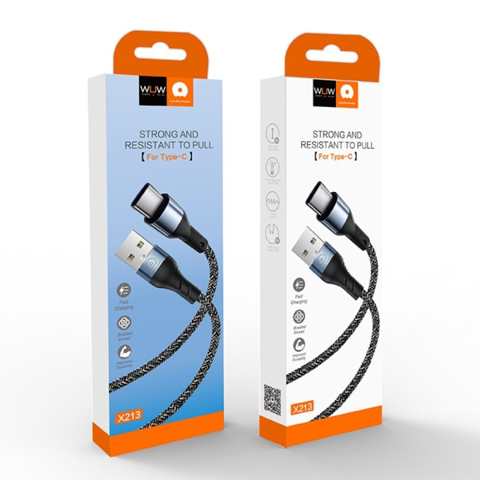 Кабель WUW-X213 USB Type-C 2,4А black (X213)